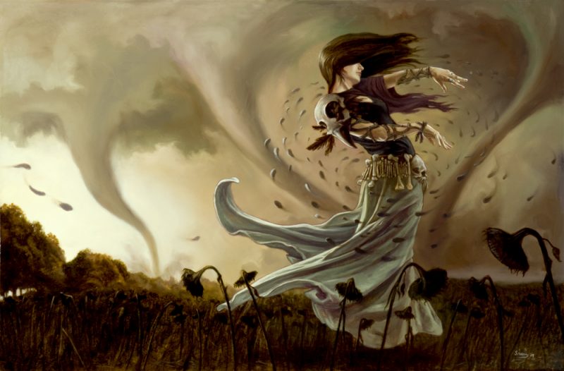 Image of a woman making a tornado