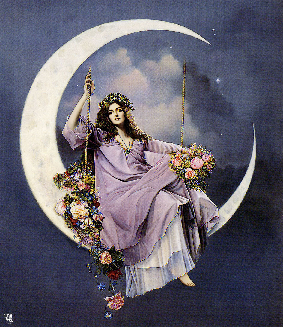 Девушка на качелях с Луны