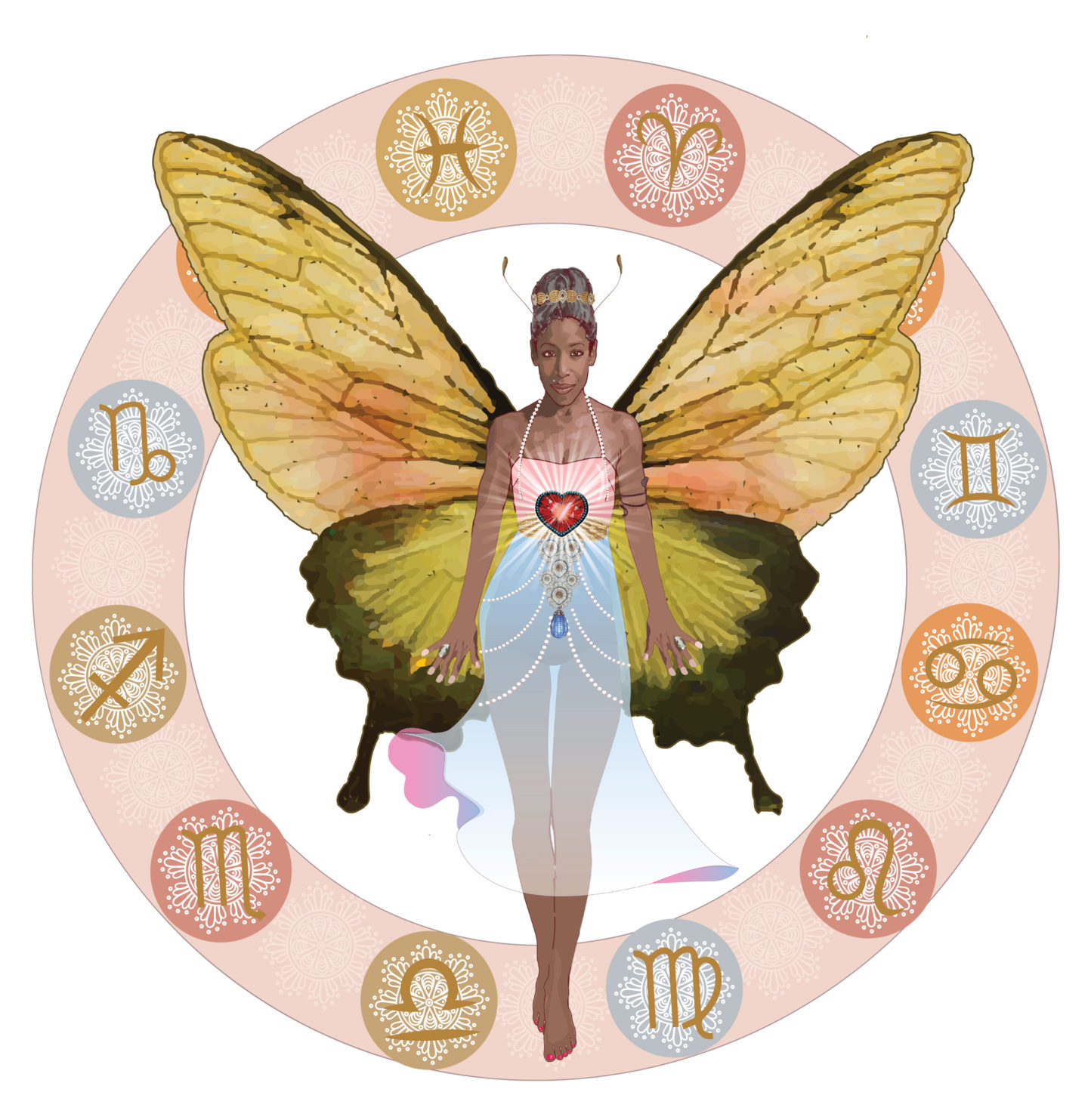 Badass Butterfly and Astrology Wheel